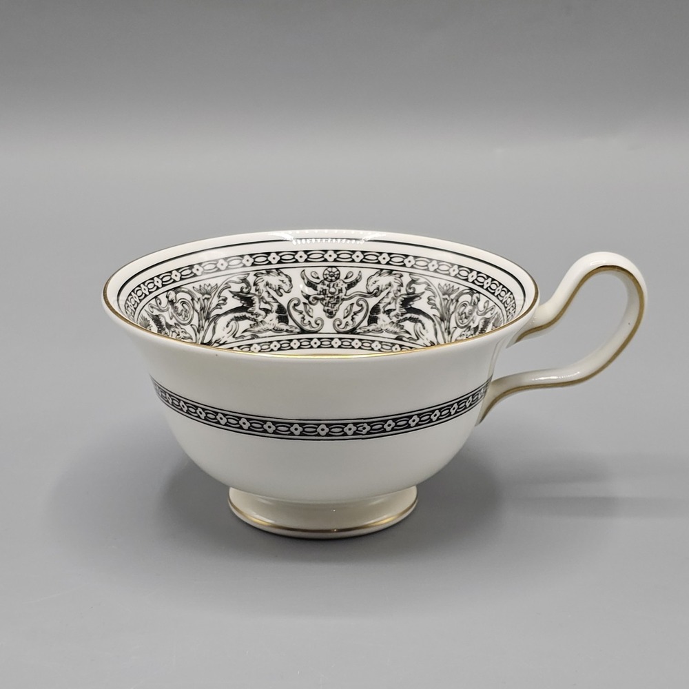Wedgwood Florentine Black Dragon Cup Gold Rim Peony Shape